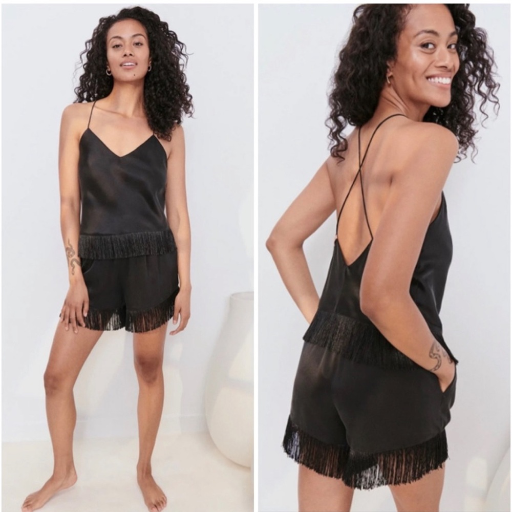 Lunya washable silk fringe pajama short set Small